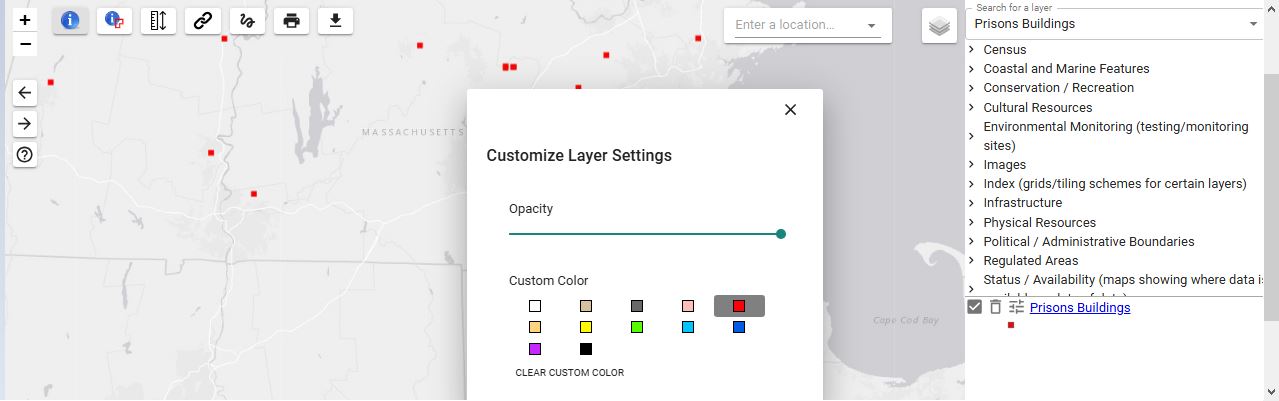 palette of color choices for datalayer